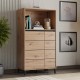 Βιτρίνα Marron 2K2V Pop 135 Artisan-Μαύρο Ματ 74x40x135Εκ Fylliana 
