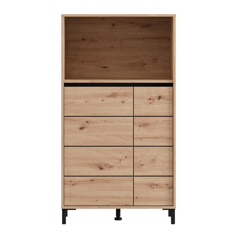 Βιτρίνα Marron 2K2V Pop 135 Artisan-Μαύρο Ματ 74x40x135Εκ Fylliana 
