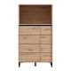 Βιτρίνα Marron 2K2V Pop 135 Artisan-Μαύρο Ματ 74x40x135Εκ Fylliana 