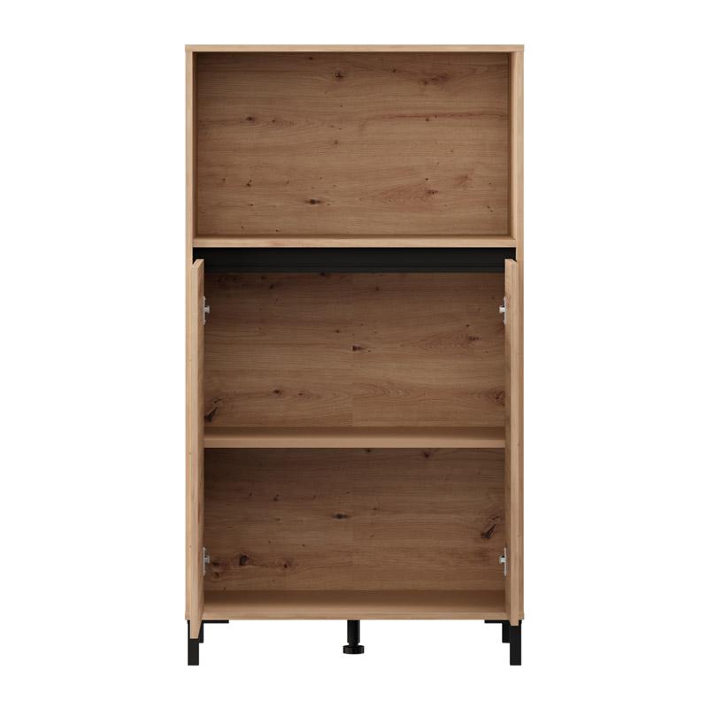 Βιτρίνα Marron 2K2V Pop 135 Artisan-Μαύρο Ματ 74x40x135Εκ Fylliana 