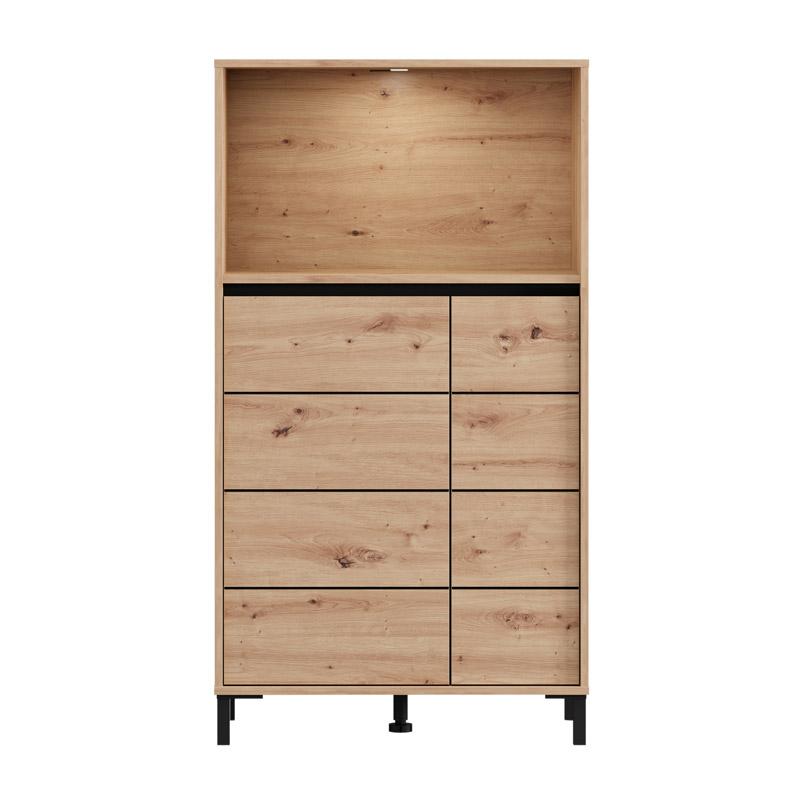 Βιτρίνα Marron 2K2V Pop 135 Artisan-Μαύρο Ματ 74x40x135Εκ Fylliana 