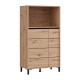 Βιτρίνα Marron 2K2V Pop 135 Artisan-Μαύρο Ματ 74x40x135Εκ Fylliana 