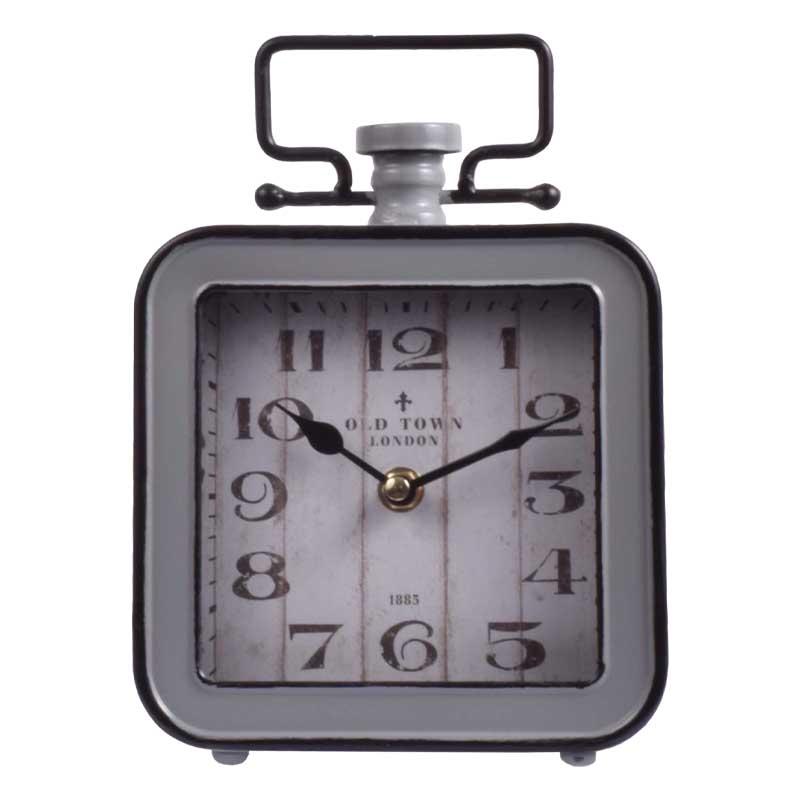 Ρολόι Επιτραπέζιο " Lantern" Μεταλλικό Γκρι Χρώμα 15x5x21.5 Εκ Fylliana