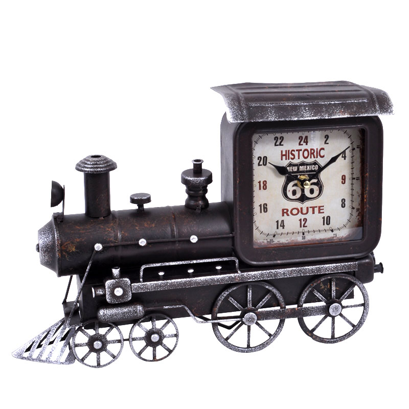 Ρολόι Επιτραπέζιο Μεταλλικό Καφέ "Vintage Train" 38x9x26εκ