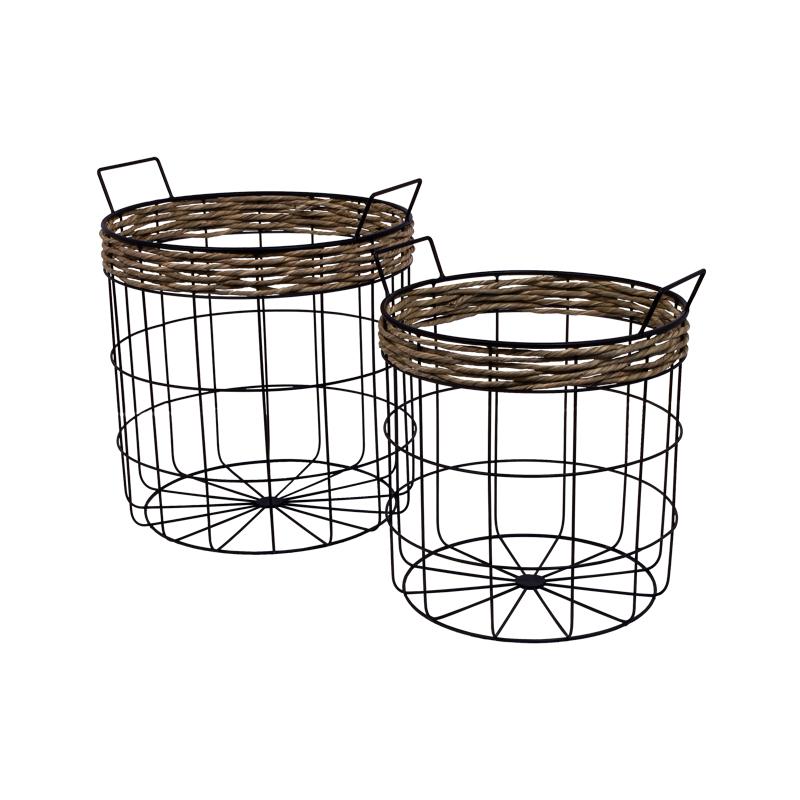 Σετ 2 Μεταλλικά Καλάθια Fylliana Μαύρο Χρώμα 39X37X42 , 5Εκ