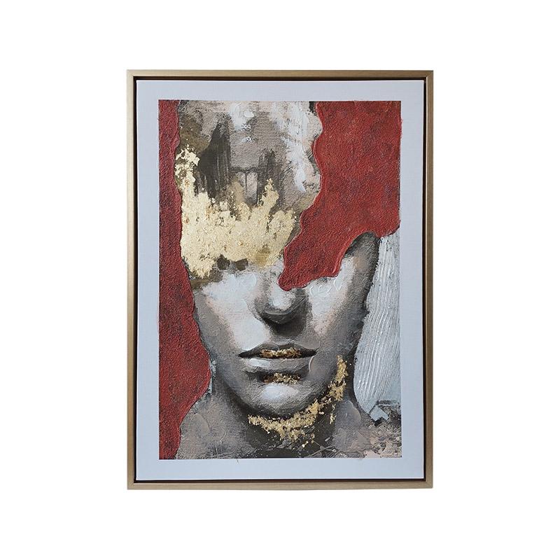 Πινακας Σε Καμβα Με Πλαστικο Πλαισιο Fylliana Fl252828B Μπεζ-Κοκκινο-Γκρι 50X4X70Εκ