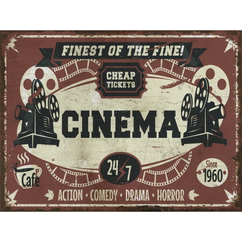 Πινακίδα Μεταλλική "Cinema" 30x40εκ