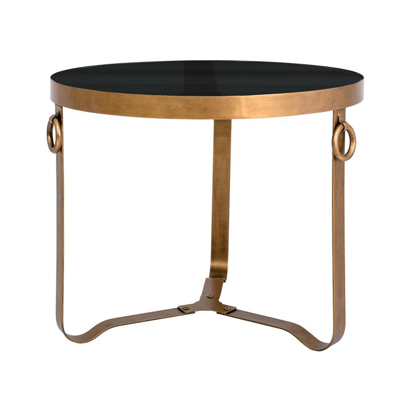 Μεταλλικο Στρογγυλο Τραπεζακι Γωνιας Με Γυαλινη Επιφανεια Fylliana Fl383 Μπρονζε-Μαυρο Χρωμα 60X50Εκ