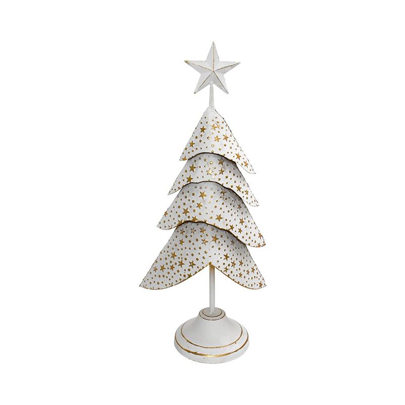 Μεταλλικό Χριστουγεννιάτικο Δεντρό Fl267 Λευκό-Μπεζ Χρώμα 26X15X59Εκ