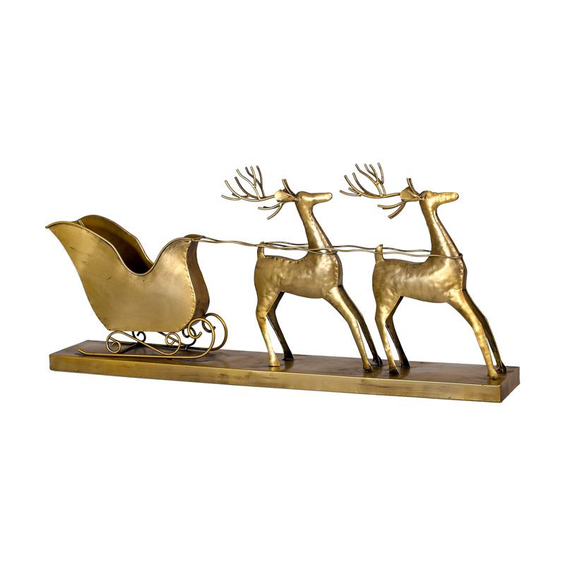 Μεταλλικο Διακοσμητικο Ταρανδος Με Ελκυθρο Fylliana Fl1981 Χρυσο Χρωμα 78X12X36Εκ