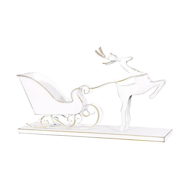 Μεταλλικο Διακοσμητικο Ταρανδος Με Ελκυθρο Fylliana Fl1992 Λευκο-Χρυσο Χρωμα 38X10X22Εκ