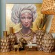Πίνακας Σε Καμβά Fl4962 Woman Face Καφέ/Χρυσό/Λευκό 100X100Xεκ Fylliana 