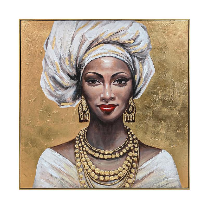 Πίνακας Σε Καμβά Fl4962 Woman Face Καφέ/Χρυσό/Λευκό 100X100Xεκ Fylliana 