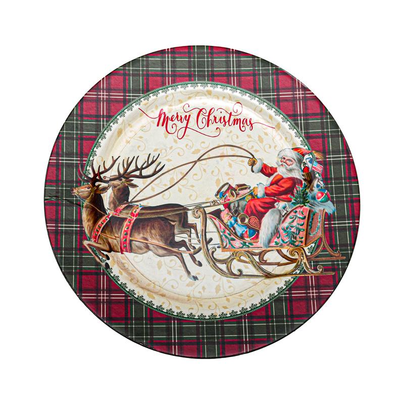 Χριστουγεννιατικο Πλαστικο Πιατο Fylliana Fl14262 Κοκκινο-Λευκο-Καφε 33X2Εκ