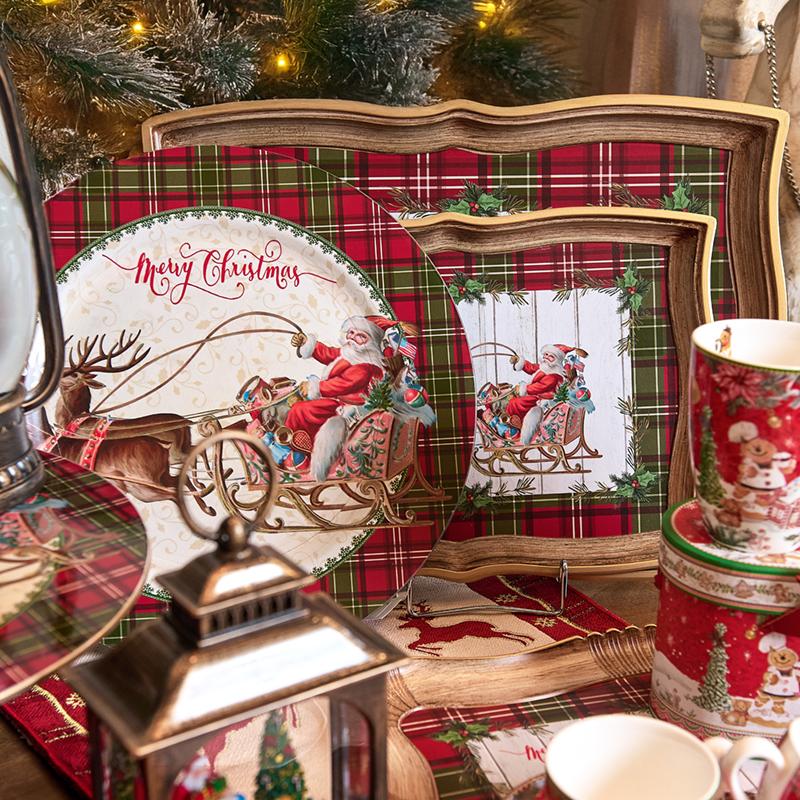 Χριστουγεννιατικο Πλαστικο Πιατο Fylliana Fl14262 Κοκκινο-Λευκο-Καφε 33X2Εκ