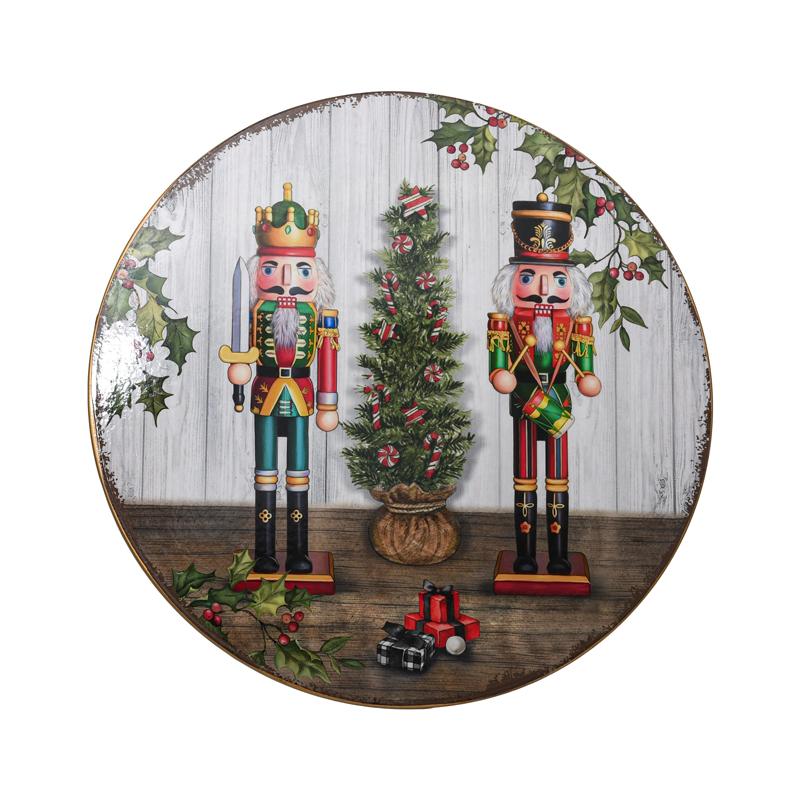 Χριστουγεννιάτικη Πλαστική Τουρτιέρα Fl13082 Κόκκινο/Λευκό/Καφέ 33X14Εκ Fylliana