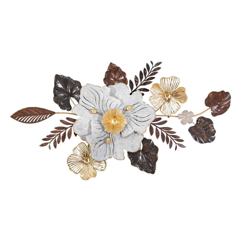 Μεταλλικό Διακοσμητικό Τοίχου Fl0433 Μπρονζέ-Λευκό-Χρυσό Χρώμα 90X6X48Εκ Fylliana 