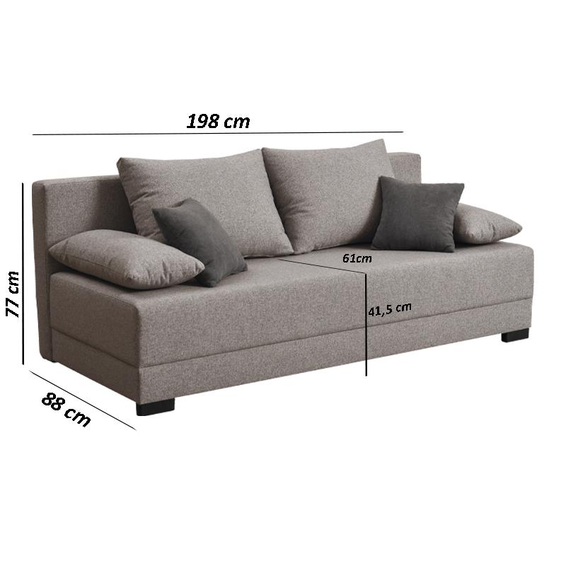 Καναπές Κρεβάτι "Dante" Μπεζ/Καφέ Χρώμα 198x88x77Εκ