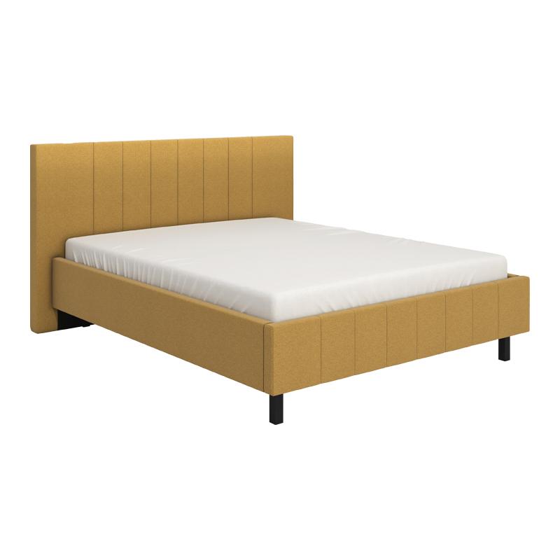 Κρεβάτι Διπλό Bazel Κίτρινο Ύφασμα Με Μαύρα Πόδια 193x214x110εκ Fylliana