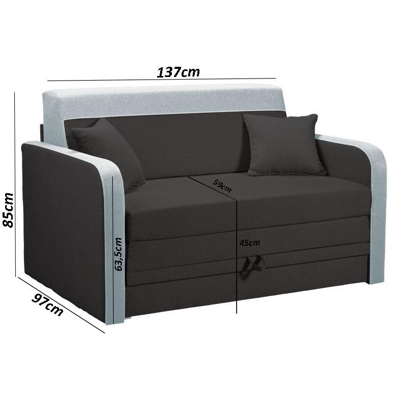  Καναπές Κρεβάτι Διθέσιος Shadow 120 Γκρι Με Ανοιχτό Γκρι 137x 97x85Εκ