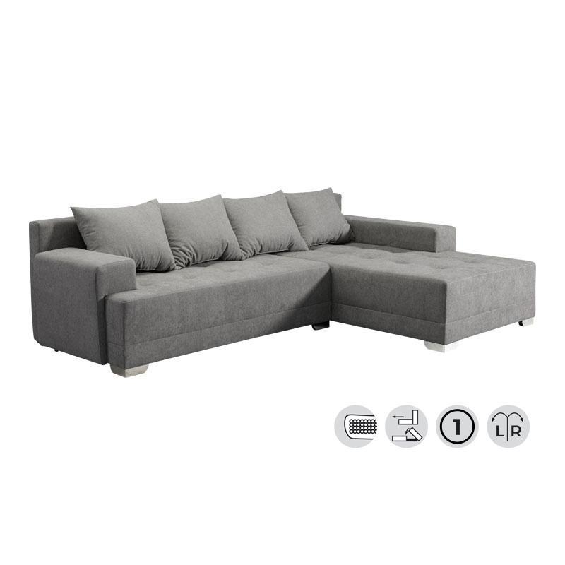 Καναπές/Κρεβάτι Γωνιακός Galaxy Σκούρο Γκρι Χρώμα 276x178x75Εκ Fylliana
