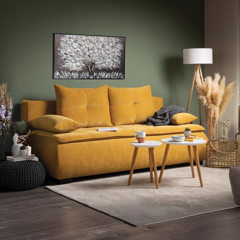 Καναπές Κρεβάτι Mina Κίτρινο Χρώμα 208X95X80 εκ
