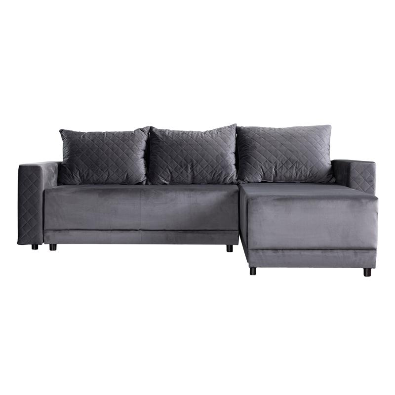 Γωνιακός Καναπές Κρεβάτι Lotos Γκρι Χρώμα 237x168x80Εκ Fylliana