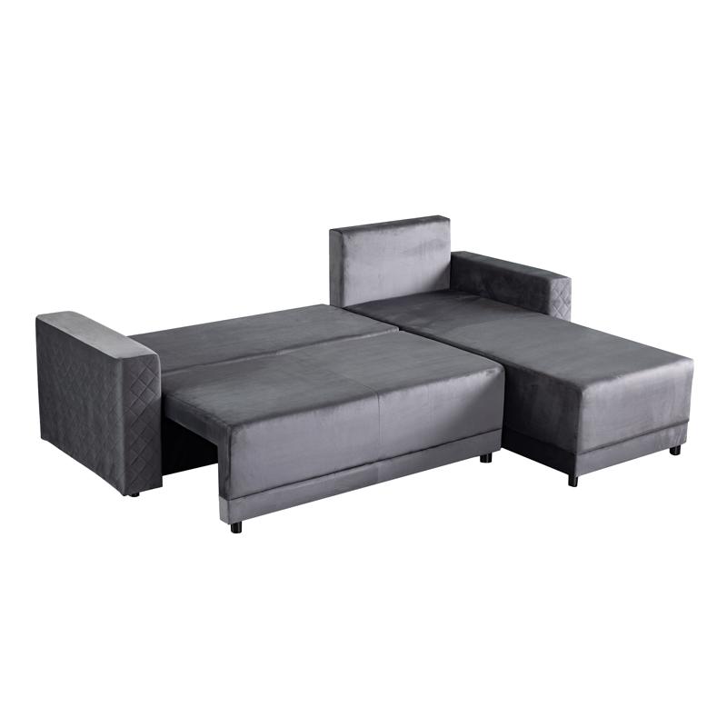Γωνιακός Καναπές Κρεβάτι Lotos Γκρι Χρώμα 237x168x80Εκ Fylliana