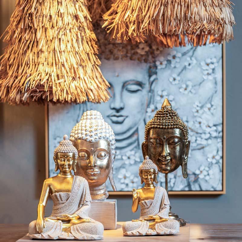 Διακοσμητικό Επιτραπέζιο Buddha Χρυσό/Λευκό Αντικέ Χρώμα 19.5x10x26Εκ Fylliana