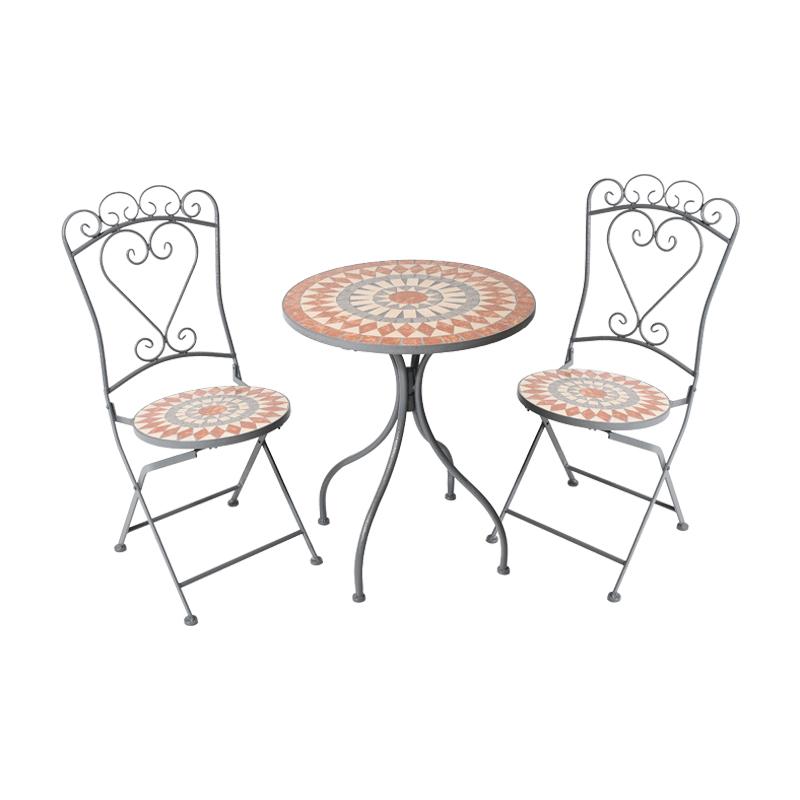 Σετ Μεταλλικό Τραπέζι Κήπου Με 2 Καρέκλες Fylliana Francisco Μαύρο Χρώμα 60x70Εκ