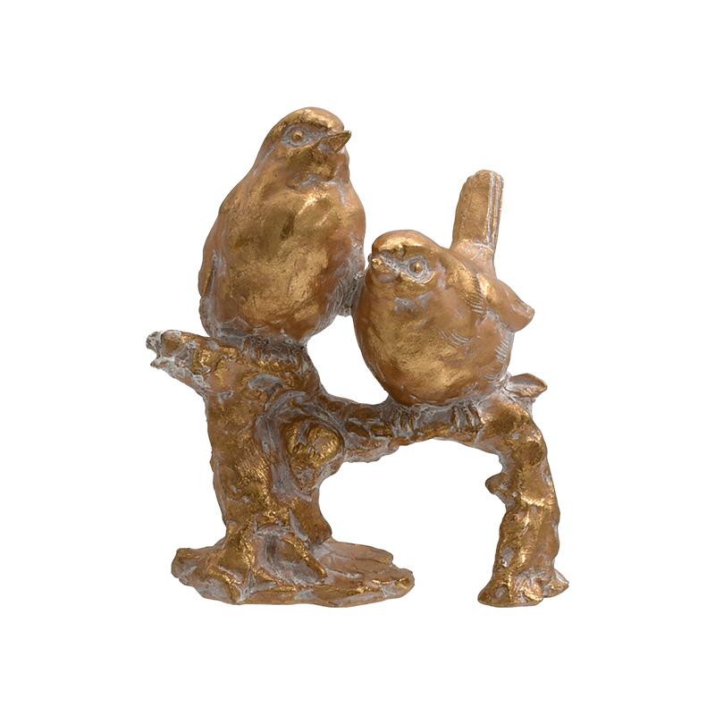 Επιτραπέζιο Διακοσμητικό Polyresin "Πουλιά Σε Κλαδί" ; Χρυσό-Λευκό Χρώμα 15X10X17 εκ. Fylliana