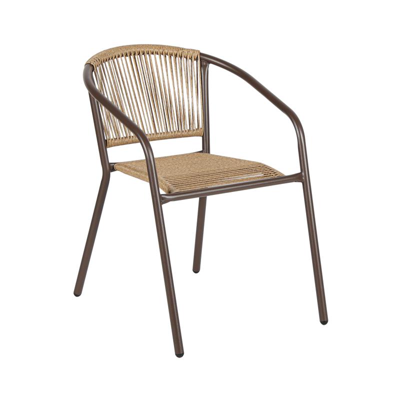 Πολυθρόνα Κήπου Fl11465 Απο Συνθετικό Rattan Mε Μεταλλικό Σκελετό Καφέ Χρώμα 54x63x74Εκ Fylliana 