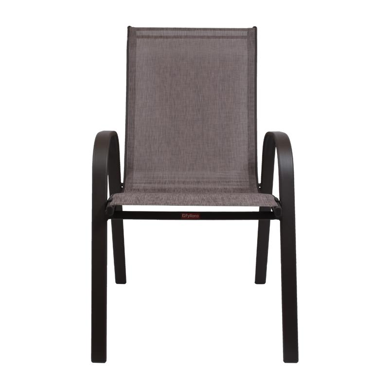 Καρέκλα Sling Μπρονζέ Textile Καφέ Σκελετός 016 Fylliana