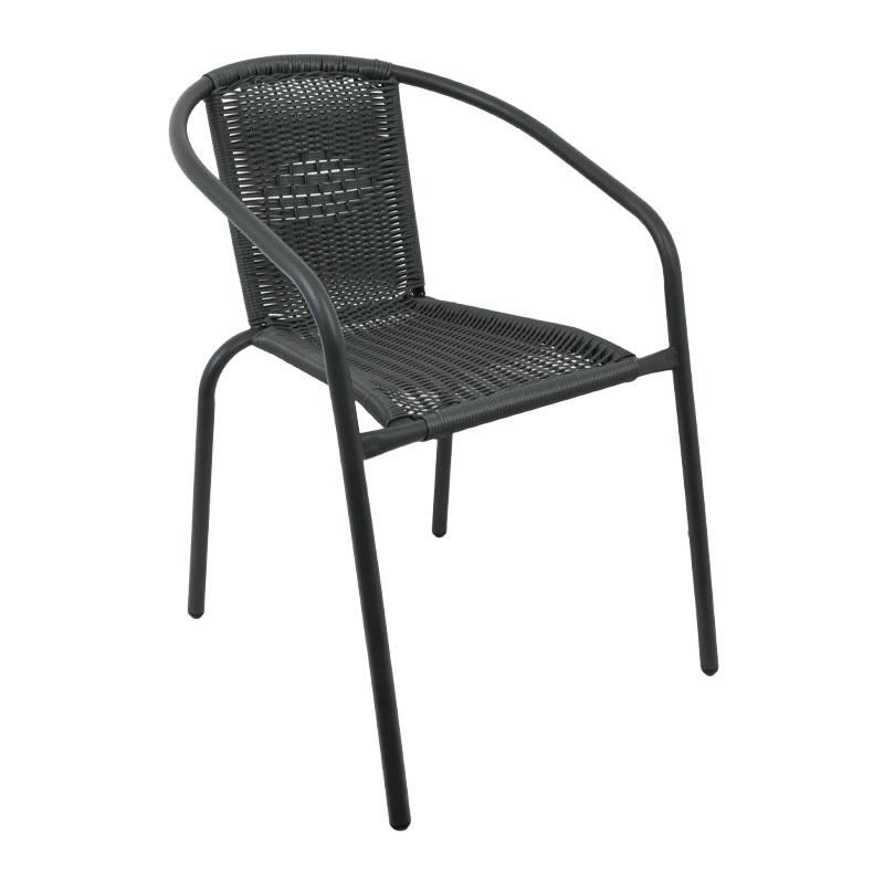 Καρέκλα Εξοχής 039 Rattan-Steel Γκρι 54x63x76εκ Fylliana 