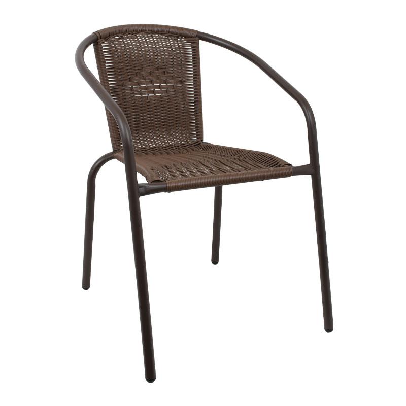 Καρέκλα Εξοχής 039 Rattan/Steel Καφέ 54x63x76εκ Fylliana 