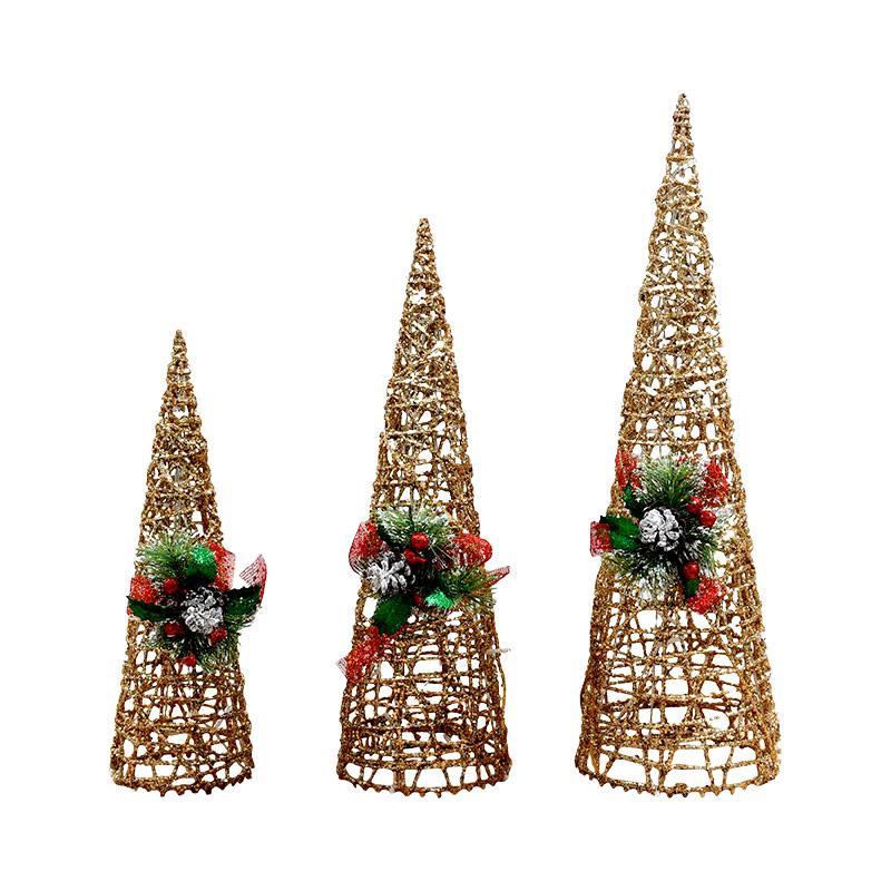 Χριστουγεννιάτικο Φωτιζόμενο Διακοσμητικό Δέντρο Σετ 3Τεμ Fl2021 Μπρονζέ Χρώμα 40Εκ , 50Εκ , 60Εκ Fylliana