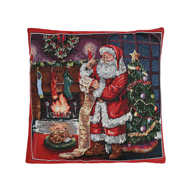 Χριστουγεννιάτικο Διακοσμητικό Μαξιλάρι "Santa Claus" Κόκκινο/Λευκό/Πράσινο 44x44 εκ Fylliana