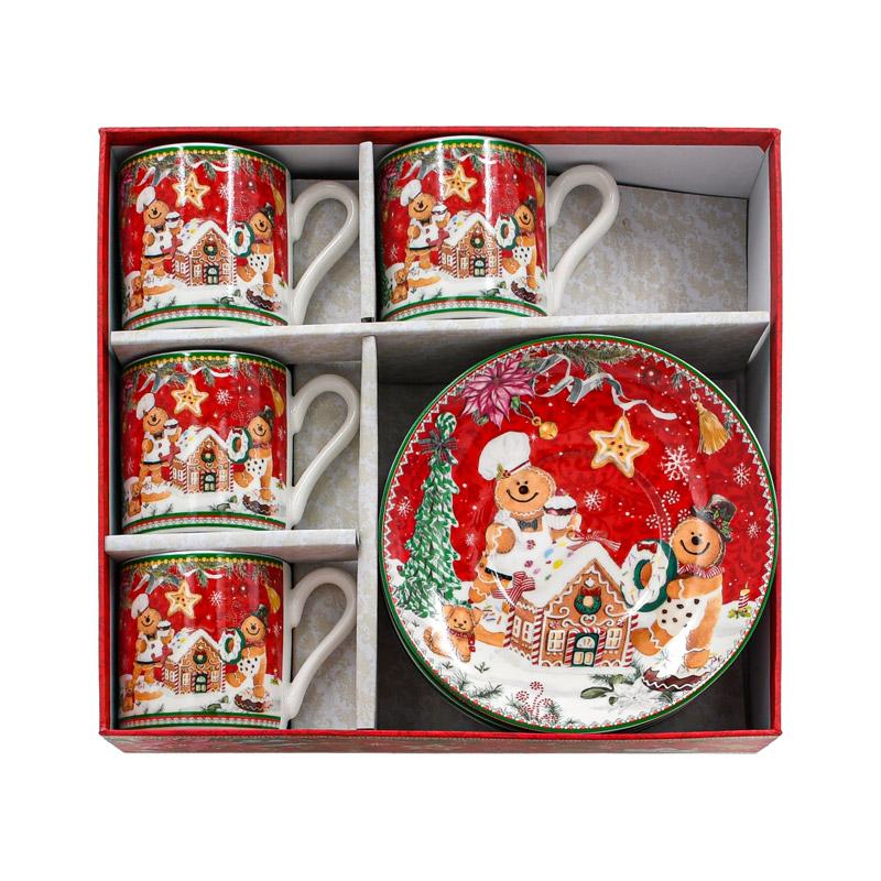 Χριστουγεννιατικο Σετ 4Τεμ Κουπες Με Πιατακι Fylliana Fl015 Gingerbread Man 5,5X6Εκ