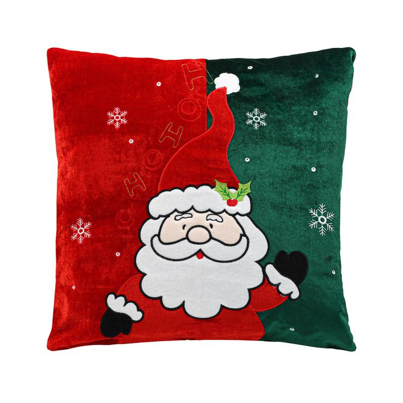 Χριστουγεννιατικο Διακοσμητικο Μαξιλαρι "Santa Claus" Fylliana Fl112 Κοκκινο-Πρασινο-Λευκο 42X42X5Εκ