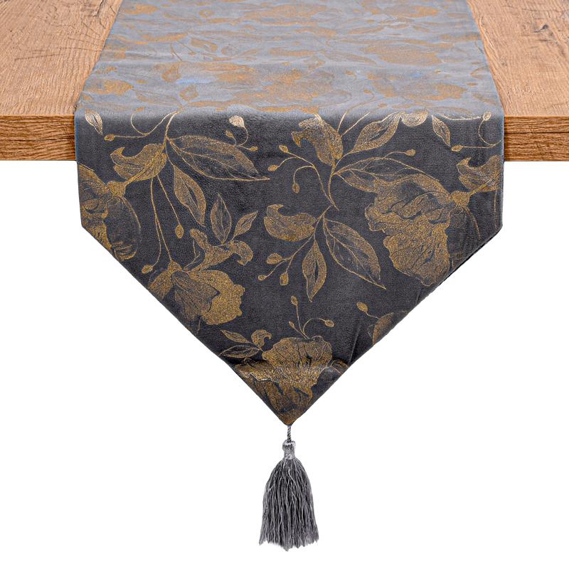 Διακοσμητική Τραβέρσα  Γκρι-Χρυσό Χρώμα 150X32 εκ. Fylliana