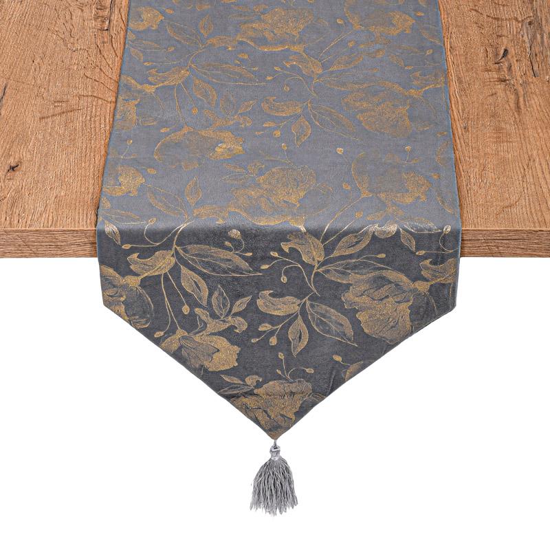 Διακοσμητική Τραβέρσα  Γκρι-Χρυσό Χρώμα 150X32 εκ. Fylliana