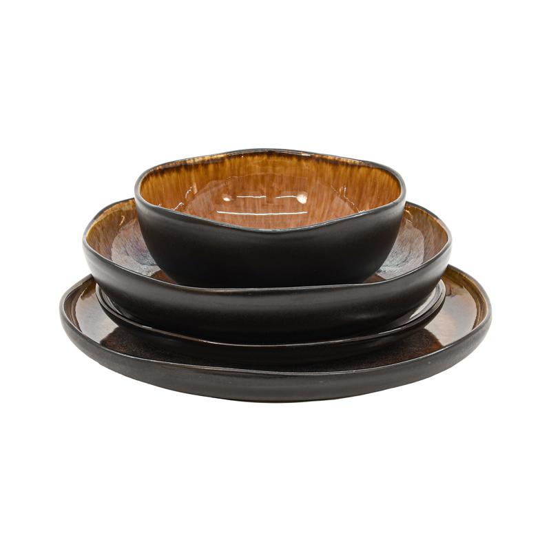 Σετ Φαγητού 16Τμχ Fl25180 Stoneware Σκούρο Καφέ Χρώμα Fylliana 