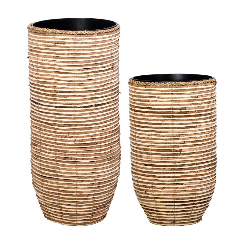 Σετ 2 Ψάθινα Κασπώ  Καφέ-Μπεζ  37x37x80εκ 31x31x57εκ