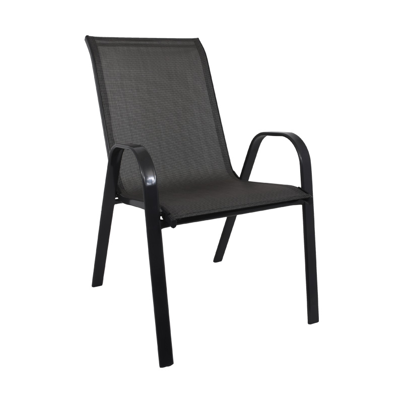 Καρέκλα Μεταλλική με Μπράτσα Γκρι Textilene 54.5x70x95εκ Fylliana