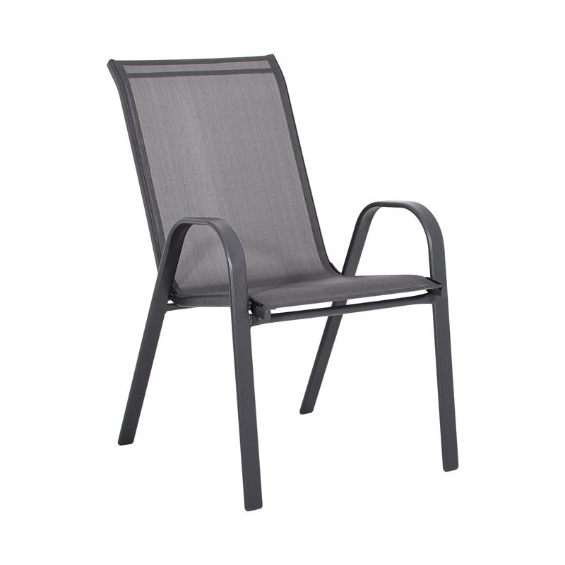 Πολυθρόνα Κήπου FL5001 Γκρι Χρώμα Textilene Γκρι Σκελετός 55x72x92 εκ txt Fylliana