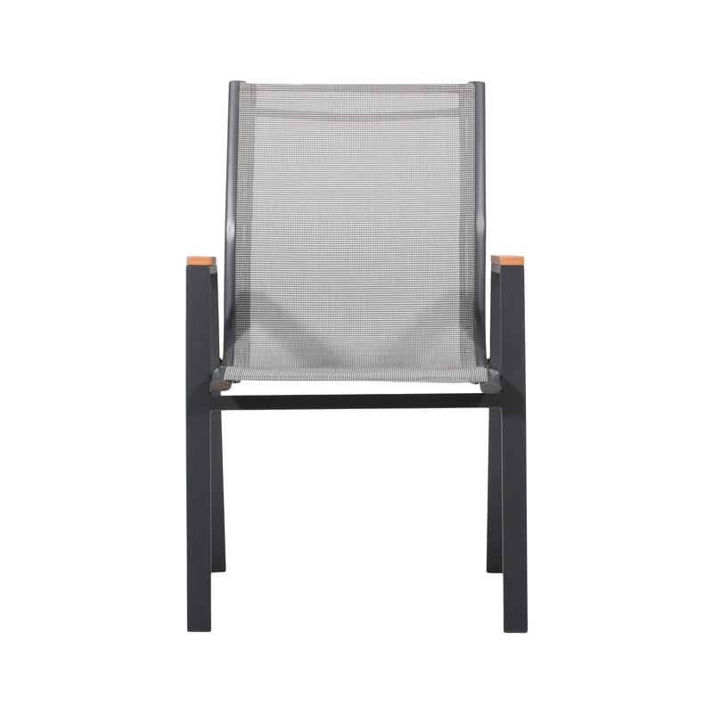 Πολυθρόνα Κήπου Fl5050 Χρώμα Γκρι Με Καφέ-Λευκό Textilene 61X56X90Εκ Fylliana 