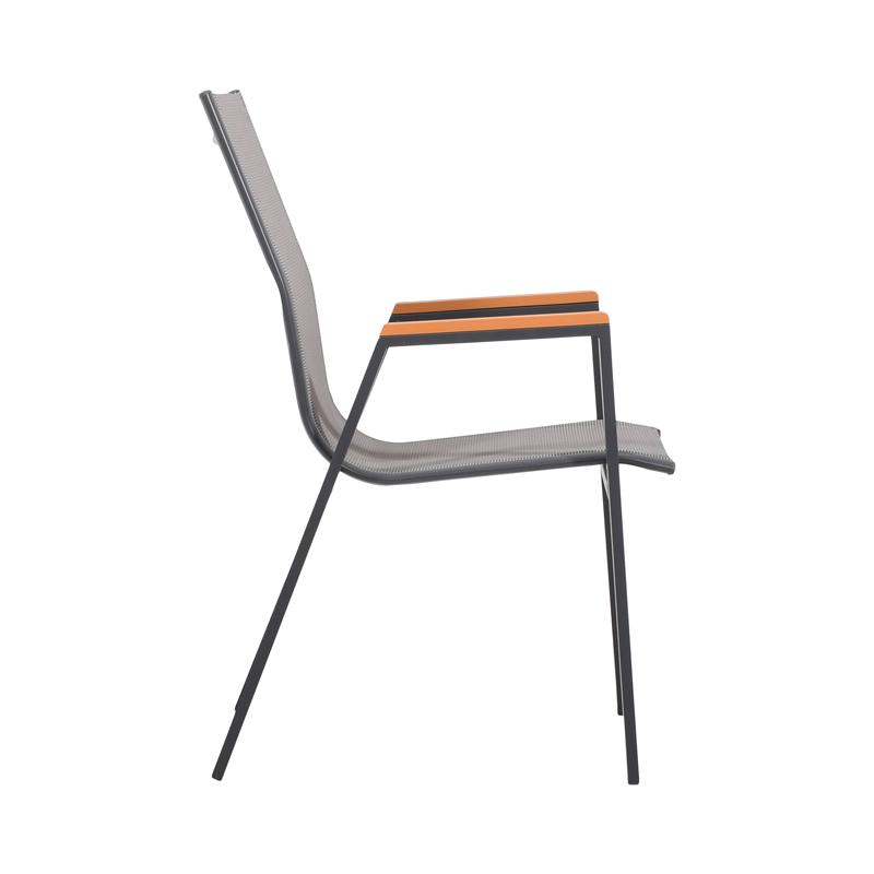 Πολυθρόνα Κήπου Fl5050 Χρώμα Γκρι Με Καφέ-Λευκό Textilene 61X56X90Εκ Fylliana 