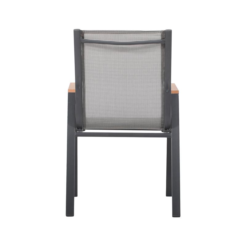 Πολυθρόνα Κήπου Fl5050 Χρώμα Γκρι Με Καφέ-Λευκό Textilene 61X56X90Εκ Fylliana 