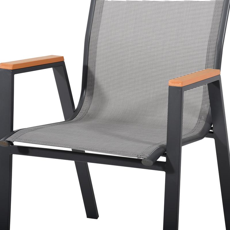 Πολυθρόνα Κήπου Fl5050 Χρώμα Γκρι Με Καφέ-Λευκό Textilene 61X56X90Εκ Fylliana 