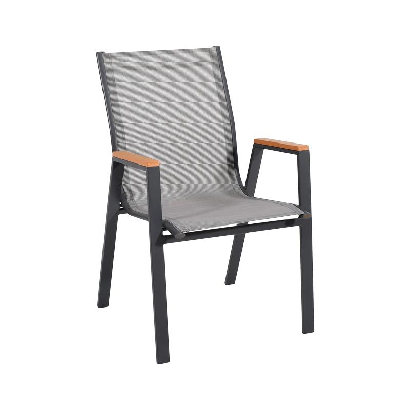 Πολυθρόνα Κήπου Fl5050 Χρώμα Γκρι Με Καφέ-Λευκό Textilene 61X56X90Εκ Fylliana 